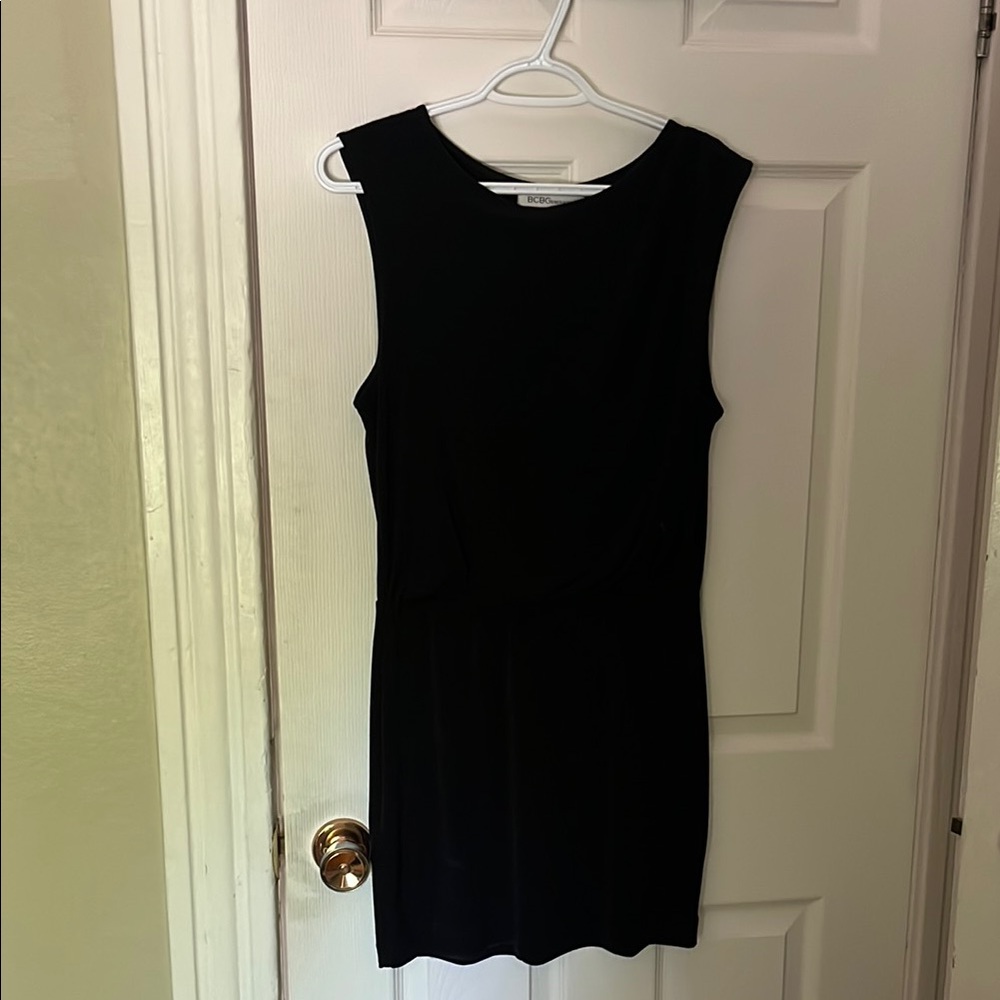 BCBG Black Sheath Mini Dress Crew Neck Sleeveless